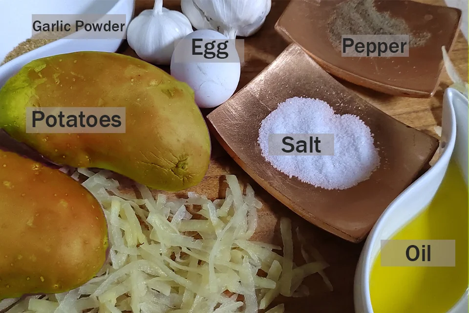 Ingredients for making Air Fryer Hash Browns Recipe
