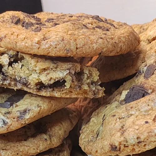 Close up view of Chocolate Chip Walnut Cookies