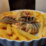 Juicy and cheesy tortilla wraps served with fries