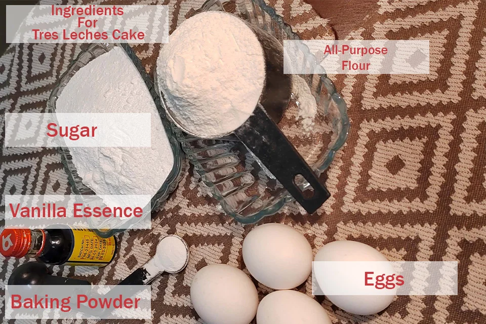 Ingredients for Strawberry Tres Leches Cake Ingredients for Strawberry Tres Leches Cake