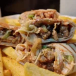 Close up image of Tortilla Wraps with juicy chicken filling