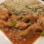 Top View Image of Chicken Manchurian Served with Egg Fried Rice